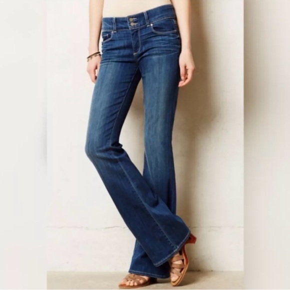 Paige Hidden Hills Boot Cut Blue Denim Casual Jeans Women's Size 27 Medium Wash - Picture 1 of 9